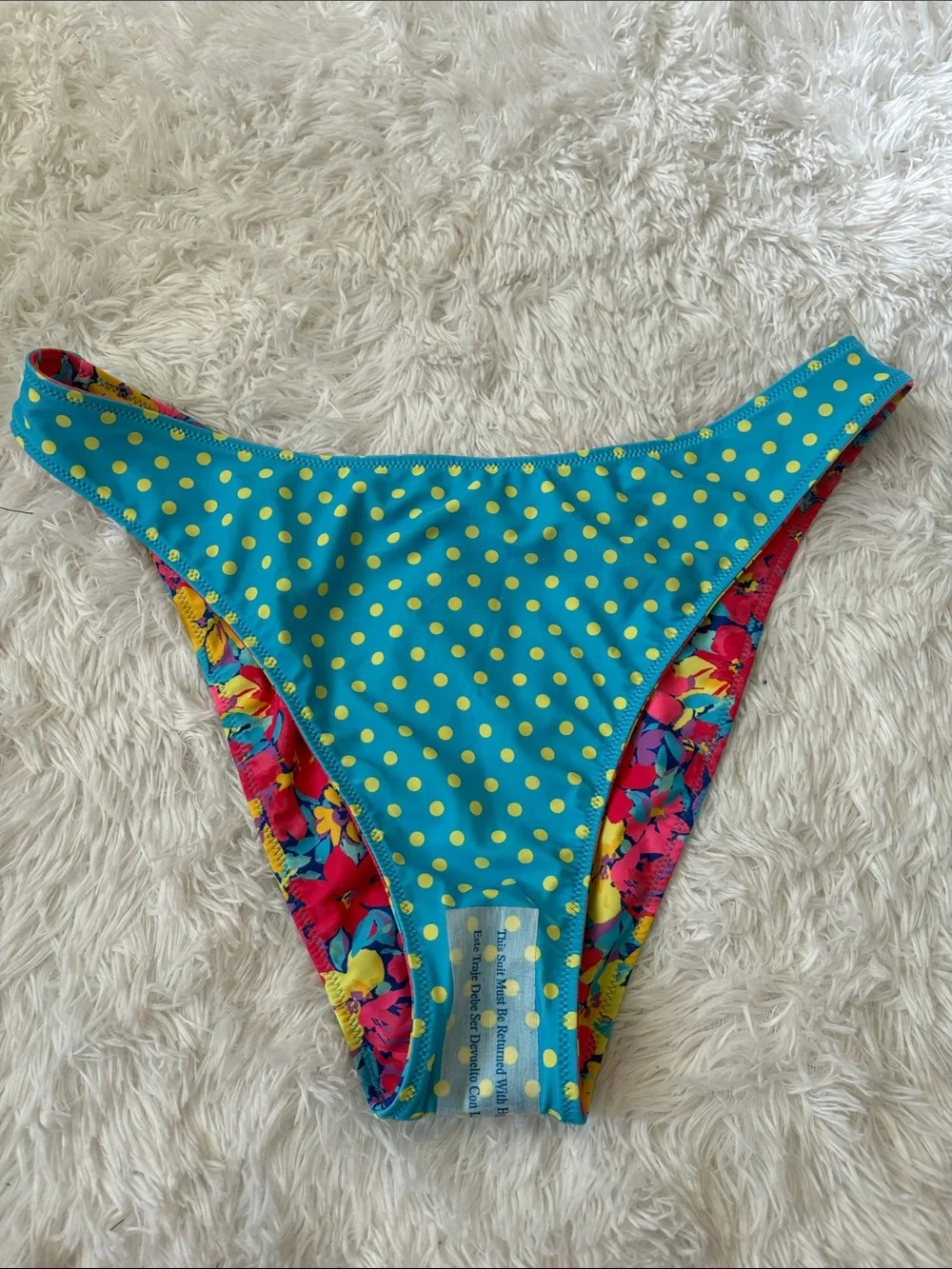 NWT Wild Fable Floral Polka Dot Reversible Ultra High Leg Swim Bottoms Size XL